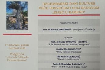 Riječ u kamenu: Sjutra na DEUS-u skup posvećen Suli Radovom, njegovoj misli i zaostavštini Riječ u kamenu: Sjutra na DEUS-u skup posvećen Suli Radovom, njegovoj misli i zaostavštini