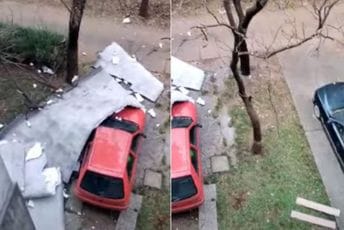 (FOTO) Pao dio fasade sa zgrade na Starom aerodromu (FOTO) Pao dio fasade sa zgrade na Starom aerodromu