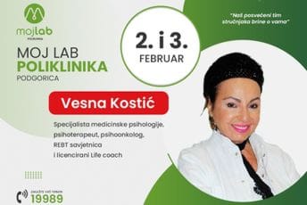 Specijalista medicinske psihologije, psihoterapeut Vesna Kostić 2. i 3. februara u poliklinici Moj Lab Specijalista medicinske psihologije, psihoterapeut Vesna Kostić 2. i 3. februara u poliklinici Moj Lab