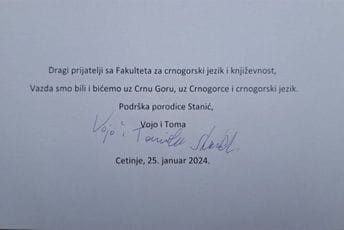 Vojo i Toma Stanić podržali FCJK: Vazda smo bili i bićemo uz Crnu Goru, uz Crnogorce i crnogorski jezik Vojo i Toma Stanić podržali FCJK: Vazda smo bili i bićemo uz Crnu Goru, uz Crnogorce i crnogorski jezik