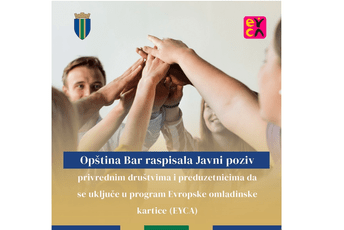 Opština Bar raspisala Javni poziv privrednim društvima i preduzetnicima da se uključe u program Evropske omladinske kartice Opština Bar raspisala Javni poziv privrednim društvima i preduzetnicima da se uključe u program Evropske omladinske kartice