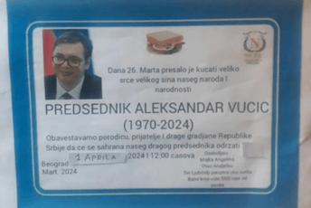 Objavljena "umrlica" sa Vučićevim likom, Tužilaštvo traži odgovorne Objavljena "umrlica" sa Vučićevim likom, Tužilaštvo traži odgovorne