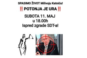 "Potonja je ura": Novi skup podrške Milivoju Katniću sjutra u Podgorici