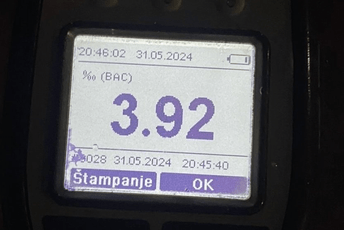 Nikšić: Vozio sa 3,92 promila alkohola u krvi Nikšić: Vozio sa 3,92 promila alkohola u krvi