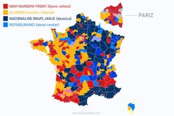 Pogledajte kako izgleda 'izborna mapa' Francuske: U Parizu i Marseju najbolje prošli kandidati lijevo-zelenog bloka