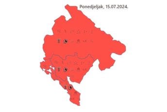 Izdat crveni meteo alarm, do 41 stepen Izdat crveni meteo alarm, do 41 stepen
