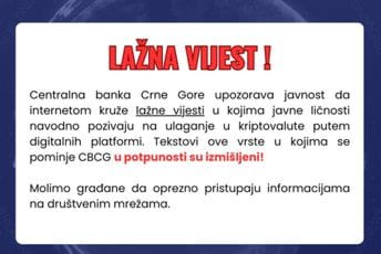 CBCG: Kruže lažne vijesti o ulaganju u kriptovalute, građani da budu oprezni CBCG: Kruže lažne vijesti o ulaganju u kriptovalute, građani da budu oprezni