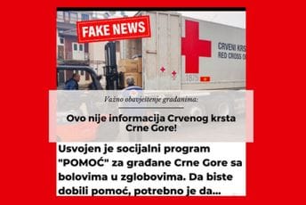 CKCG: Na internetu se pojavila fotografija Crvenog krsta uz informaciju koja nije potekla iz naše organizacije CKCG: Na internetu se pojavila fotografija Crvenog krsta uz informaciju koja nije potekla iz naše organizacije