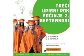 Treći upisni rok u prvu godinu osnovnih studija na UDG od ponedeljka! Treći upisni rok u prvu godinu osnovnih studija na UDG od ponedeljka!