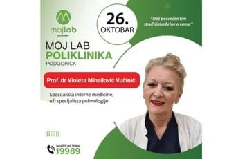 Specijalista interne medicine i uži specijalista pulmologije, prof. dr Violeta Mihailović Vučinić 26. oktobra u poliklinici Moj Lab