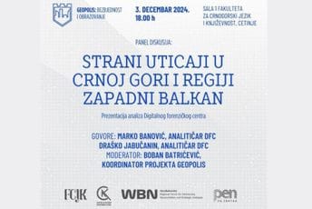 Strani uticaji u Crnoj Gori i regiji Zapadni Balkan: Analize Digitalnog forenzičkog centra sjutra na FCJK