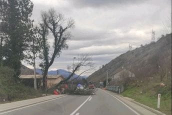 Vjetar nastavlja da pravi haos: Palo drvo na kolovoz na starom putu Podgorica - Danilovgrad