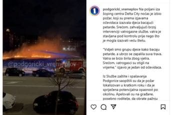 Podgorica: Petarde zapalile rastinje iza Delte, požar lokalizovan