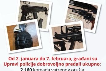 UP: Građani od početka januara vratili 2160 komada oružja