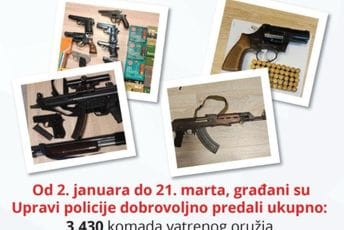 UP: U prethodnih šest dana dobrovoljno vraćeno 39 komada oružja i osam ručnih bombi