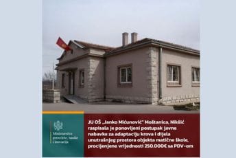 Ponovljen tender za adaptaciju krova škole u Moštanici kod Nikšića