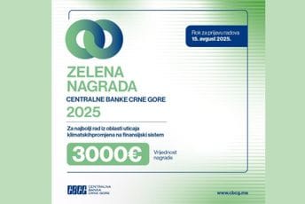Objavljen konkurs za dodjelu Zelene nagrade CBCG za 2025: Pobjedniku 3.000 eura