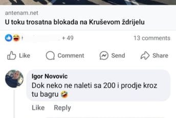 "Dok neko ne naleti sa 200": Učesnike blokada nazivao "bagrom", sad je protiv njega podnijeta prijava