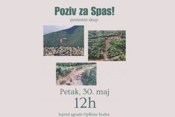 Budva: Protest protiv devastacije brda Spas u petak ispred Opštine