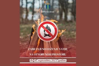 Opština Bar: Zabrana loženja vatre na otvorenom do 30.septembra