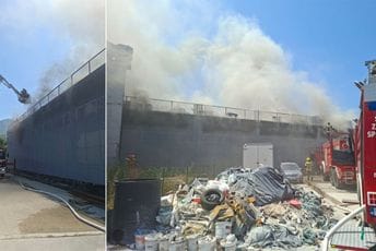 Izgorjele radionice na spratnoj garaži u Radanovićima: Vatru gasilo 50 vatrogasaca, oštećena vozila