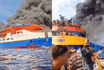 (VIDEO) Trajekt s 280 ljudi zahvatio požar, putnici se spašavali skokom u more