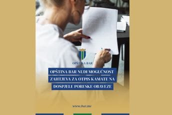 Opština Bar nudi mogućnost podnošenja zahtjeva za otpis kamate na dospjele poreske obaveze