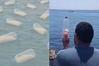 (VIDEO) Pune boce žitaricama i bacaju u more: Egipćani smislili način da dostave hranu  u Gazu
