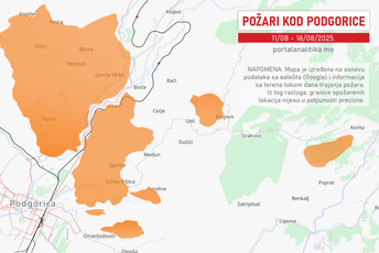 Tokom proteklih dana izgorjelo gotovo 10 odsto teritorije Podgorice
