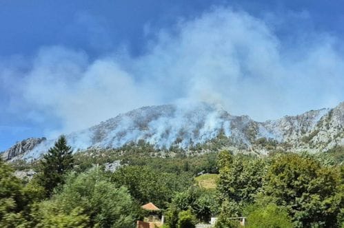 Dim sa Brajića stigao do Cetinja: Sjutra gašenje helikopterom