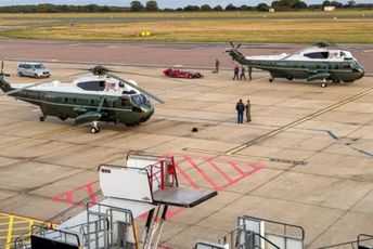 Trampov helikopter prinudno sletio po povratku iz Velike Britanije, imao problem s hidraulikom