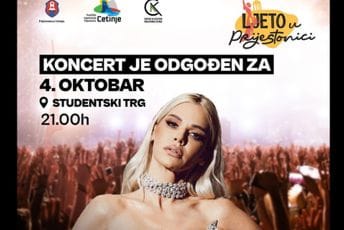 Koncert Nataše Bekvalac na Cetinju odložen za 4. oktobar