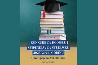 Raspisan Konkurs za dodjelu stipendija Opštine Bar: Za najuspješnije studente opredijeljeno 250.000 eura