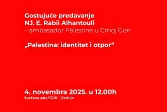 "Palestina, identitet i otpor": Predavanje ambasadora Rabija Alhantoulija sjutra na FCJK