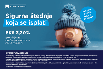 Akcijska ponuda Adriatic Bank: Sigurna štednja koja se isplati