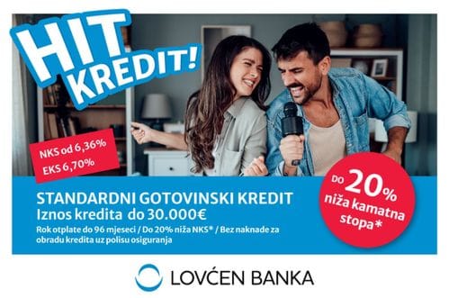 HIT kredit Lovćen banke, do 20% niža kamatna stopa