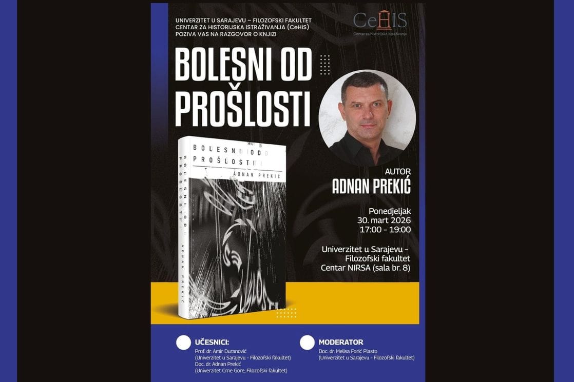 Razgovor o knjizi „Bolesni od prošlosti“ Adnana Prekića sjutra u Sarajevu
