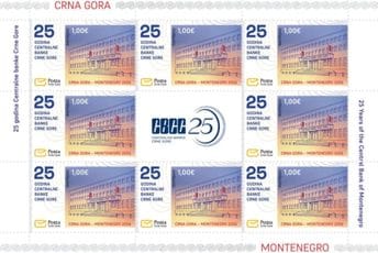 (FOTO) Pošta Crne Gore publikovala poštansku marku u okviru izdanja 25 godina CBCG