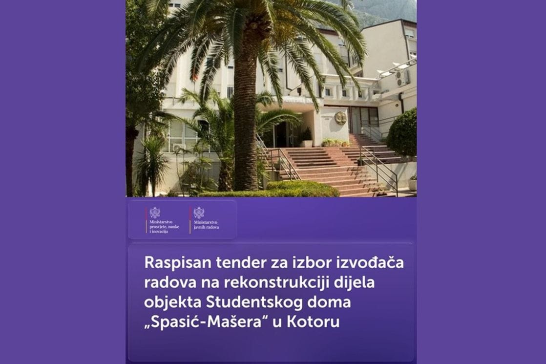 MPNI: Raspisan tender za izbor izvođača za rekonstrukciju studentskog doma u Kotoru