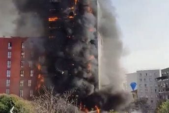 (VIDEO) Veliki požar u Tirani, vatra zahvatila stambeno-poslovni kompleks: Povrijeđeno više osoba