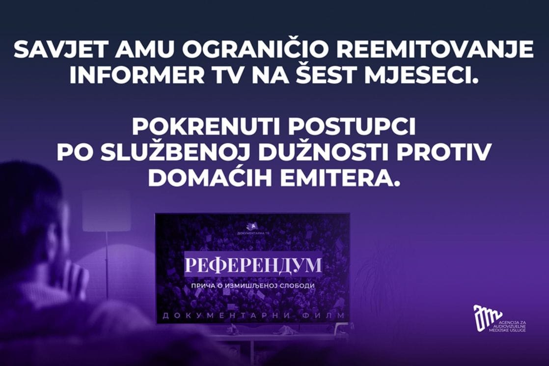 Savjet AMU ograničio reemitovanje Informer TV na šestmjeseci, pokrenuti postupci protiv domaćih emitera