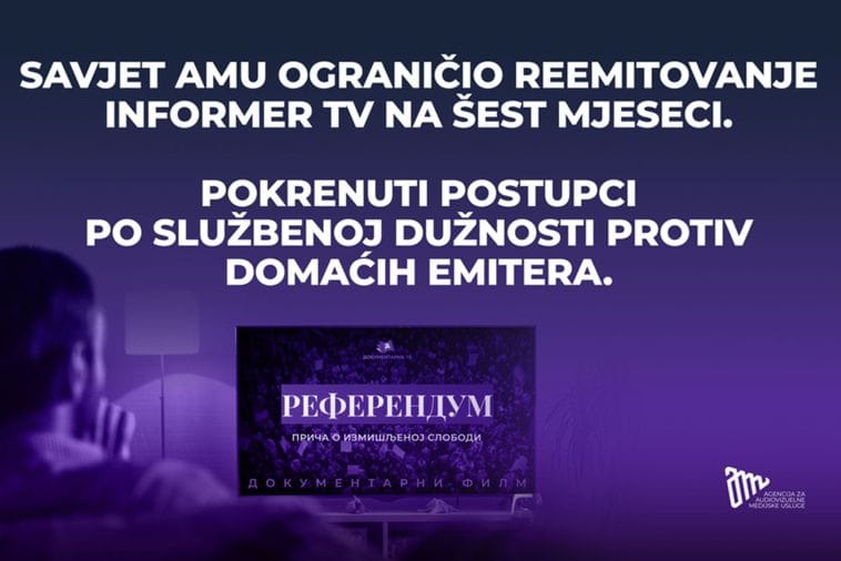 Savjet AMU ograničio reemitovanje Informer TV na šest mjeseci, pokrenuti postupci protiv  Adrie i Prve TV