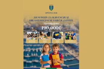 Javni poziv Opštine Bar za dodjelu subvencija za učenike osnovnih škola: Opredijeljeno 190 hiljada eura Javni poziv Opštine Bar za dodjelu subvencija za učenike osnovnih škola: Opredijeljeno 190 hiljada eura