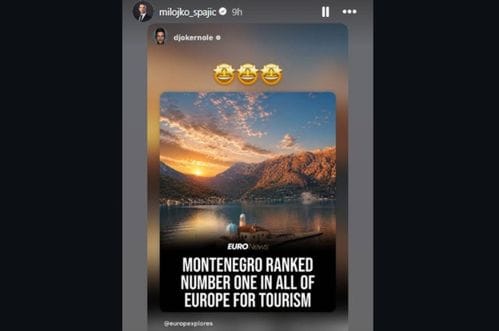 Spajić podijelio Đokovićevu objavu: Crna Gora rangirana kao broj jedan u cijeloj Evropi u turizmu