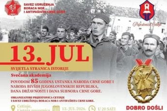 SUBNOR: Centralna proslava 13. jula na Cetinju