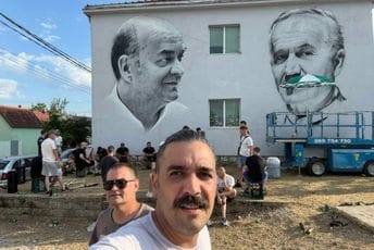 Dušku Vujoševiću i Božu Koprivici mural u Nikšiću Dušku Vujoševiću i Božu Koprivici mural u Nikšiću