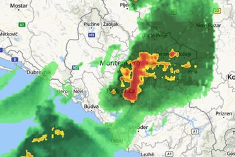 Izdat narandžasti meteoalarm: Na području Crne Gore moguće oluje