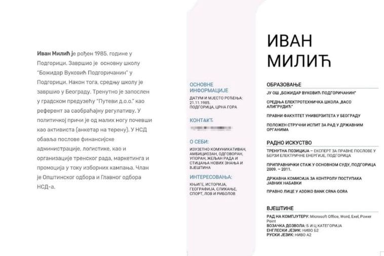 Sporna biografija odbornika NSD-a: Milić mijenjao podatke o školovanju, institucije ne potvrđuju njegovo radno iskustvo, slijedi krivična prijava Različite biografije odbornika NSD-a u Skupštini Glavnog grada