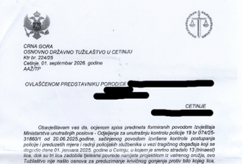 ODT Cetinje: Za dva masovna zločina nema krivične odgovornosti policije, ali je sistem bezbjednosti zakazao