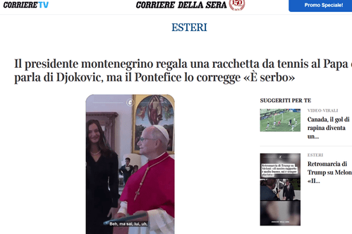 Italijanski mediji o Milatoviću: Neobična situacija, papa ga odmah ispravio...